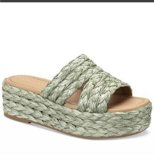 NWOT Sun + Stone
Women's Olinkaa Woven Slide Espadrille Wedge platform  Sandals